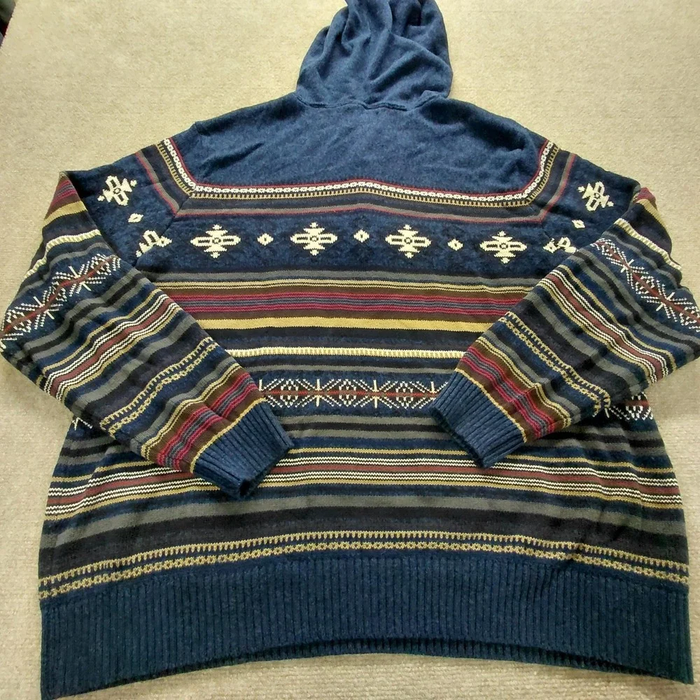 Ruff Hewn Hooded Sweater Fair Isle Knit Men's Size XXL 2XL Knit‎ Pullover Button